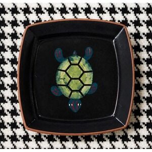 Stephen Kilborn Pottery Plate Dish Decor Sea Turtle Black Glaze On Redware 11"